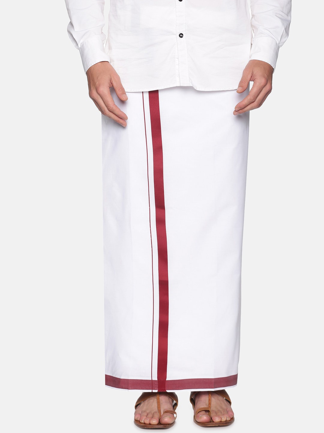 

Sethukrishna Men White Solid Dhoti