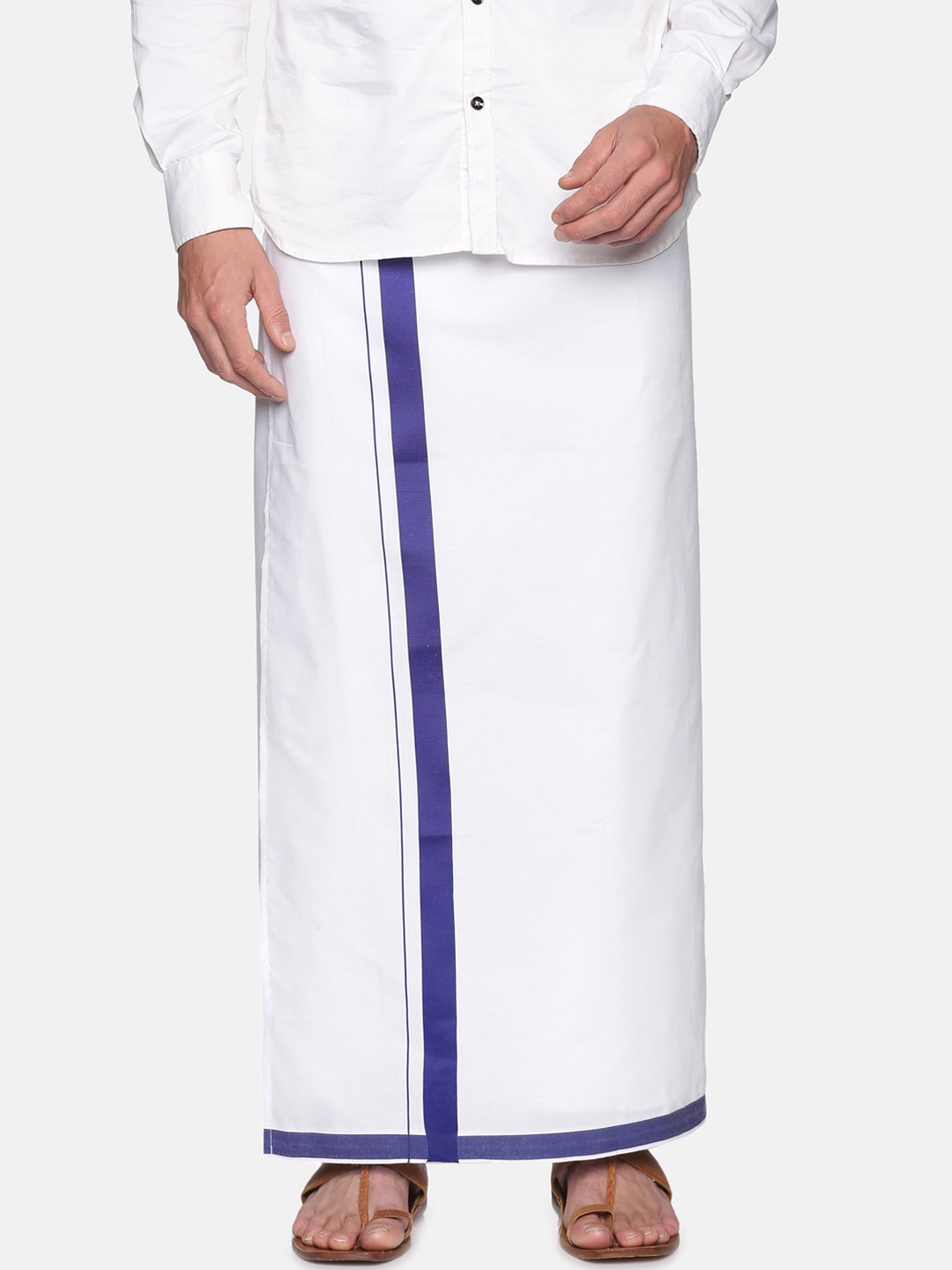 

Sethukrishna Men White Solid Readymade Cotton Dhoti