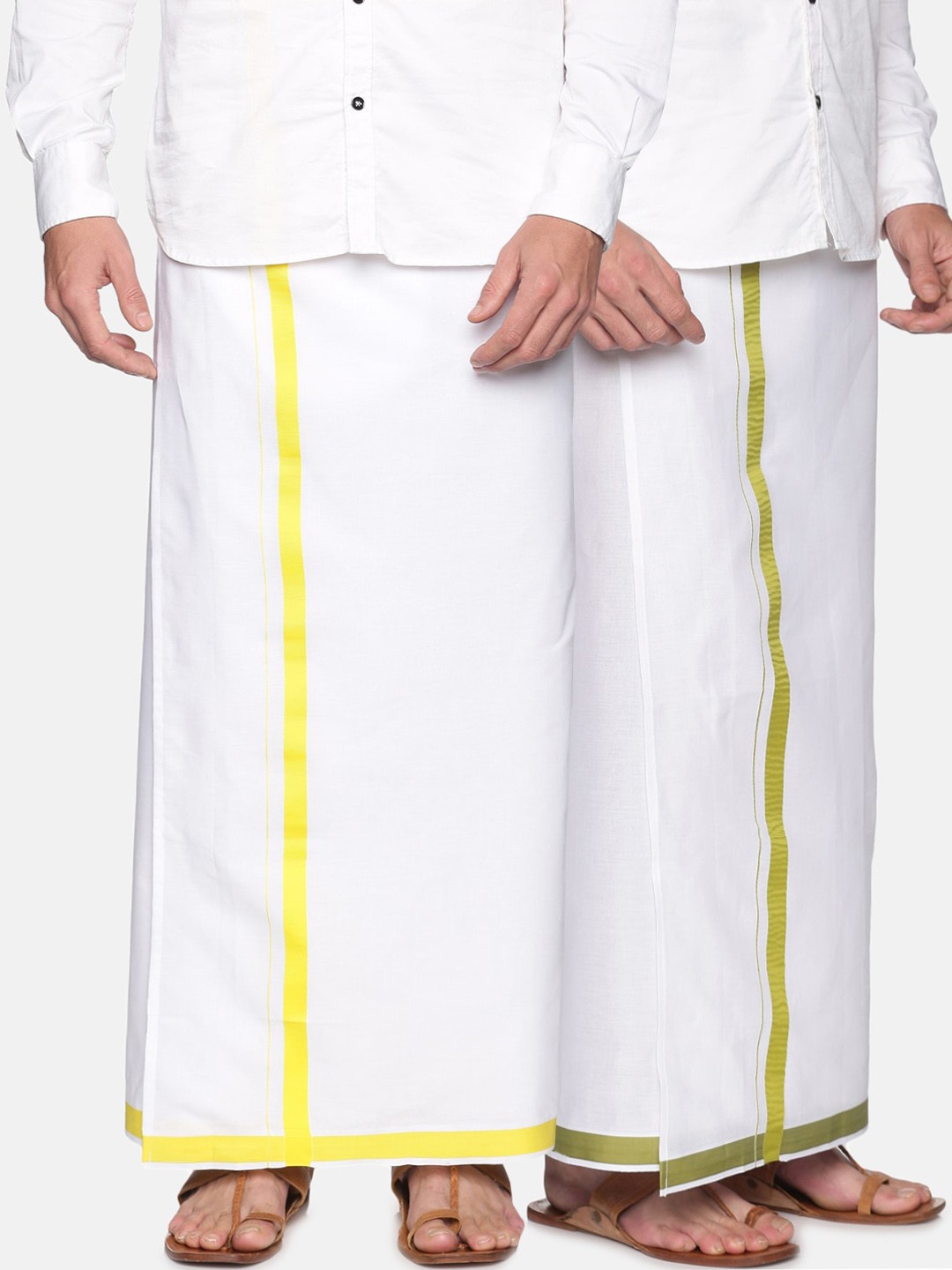 

Sethukrishna Men Pack Of 2 Solid Readymade Dhotis, White