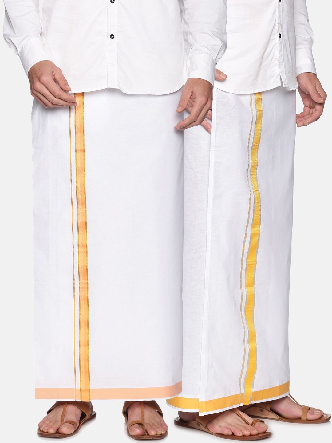 

Sethukrishna Men Pack Of 2 Cotton Readymade Dhotis, White