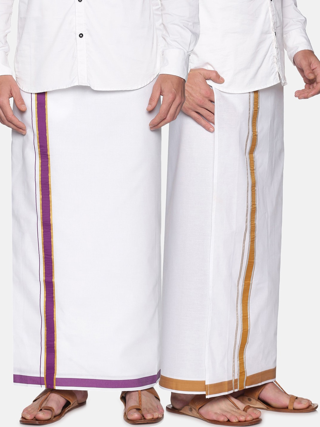 

Sethukrishna Men Pack Of 2 White Readymade Cotton Dhotis