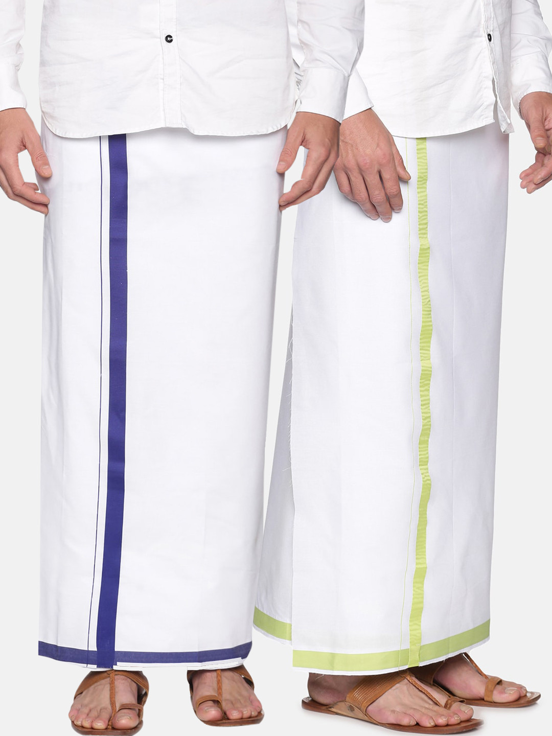 

Sethukrishna Men Set Of 2 White Cotton Dhotis