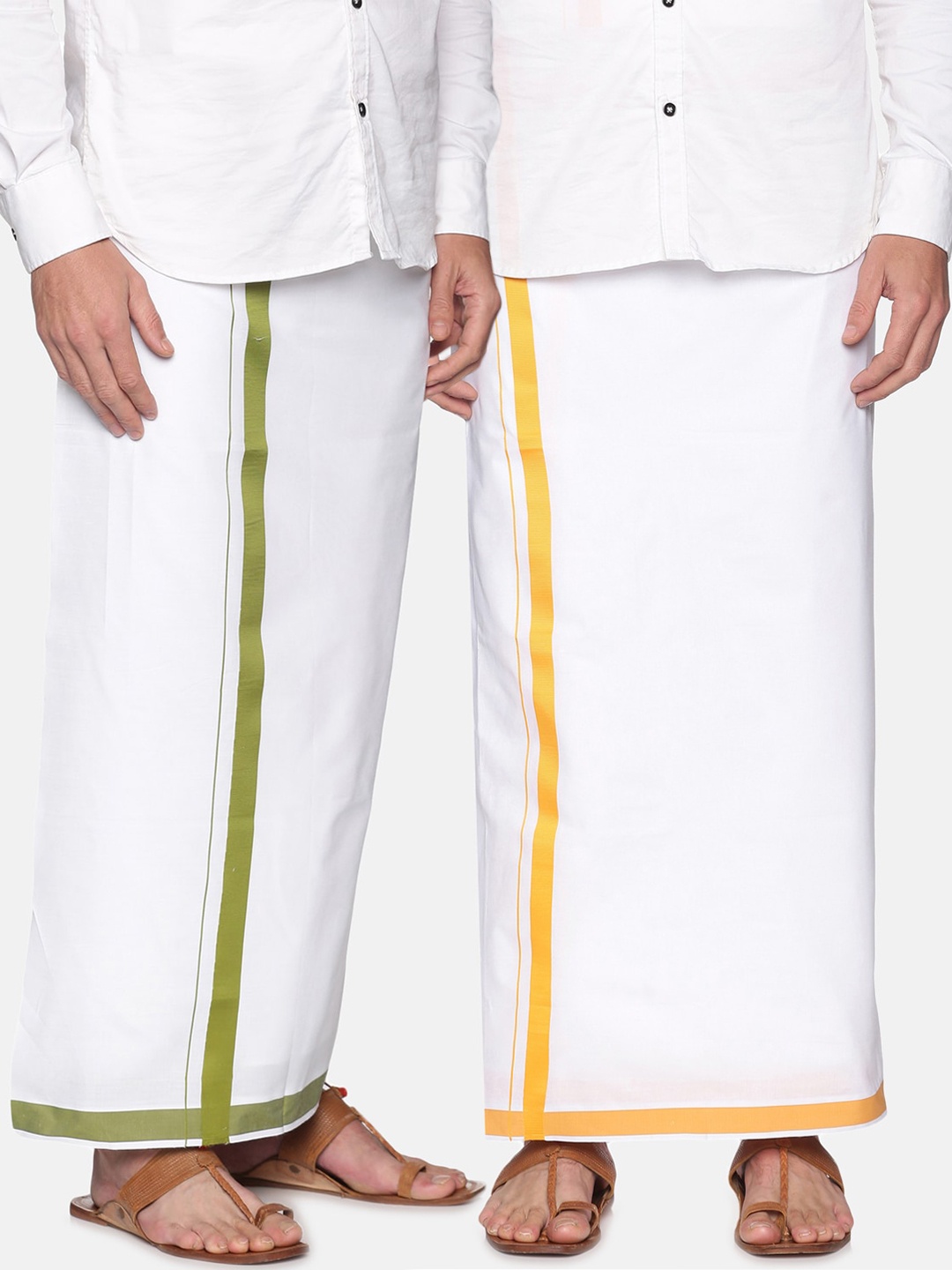 

Sethukrishna Men Pack of 2 White Solid Cotton Dhoti