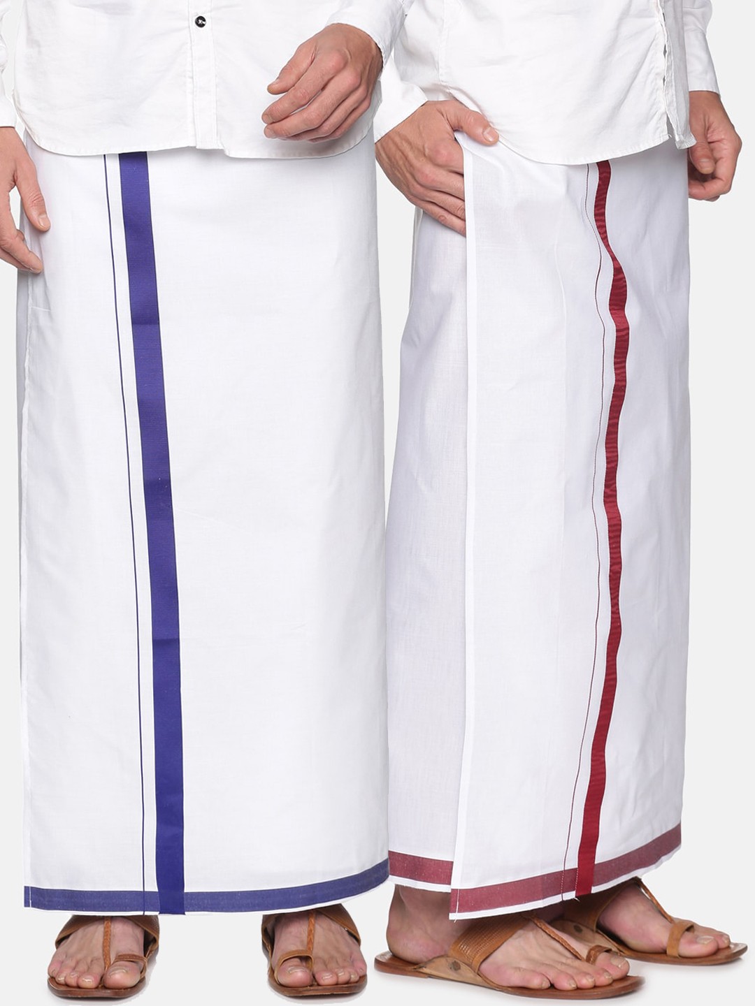 

Sethukrishna Men Pack of 2 Solid Cotton Dhoti, White