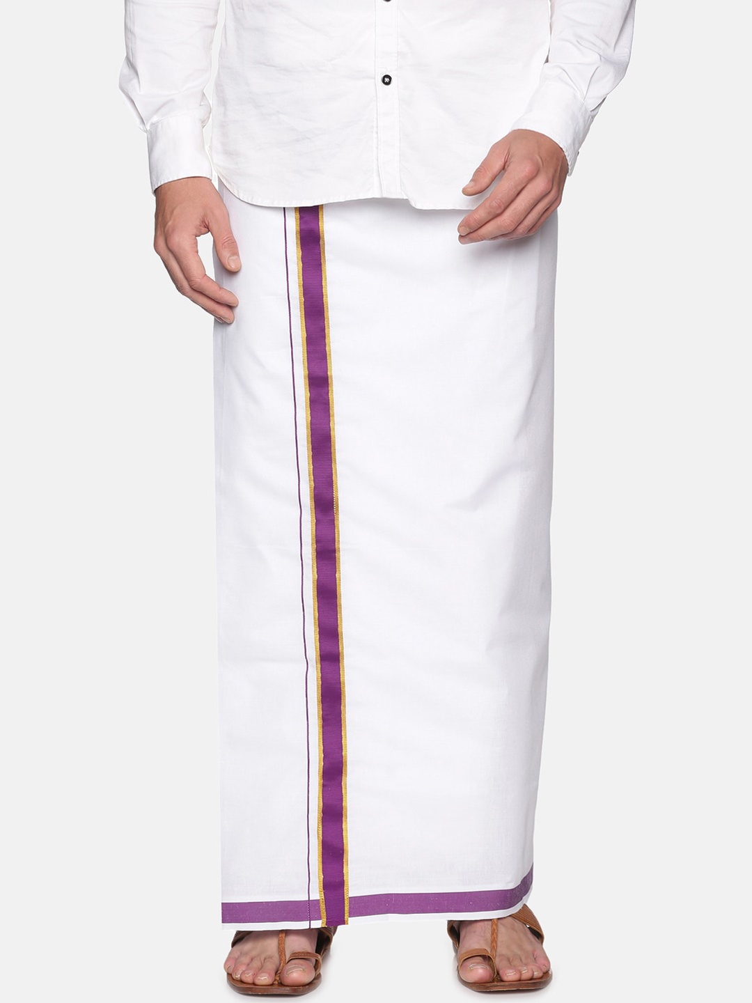 

Sethukrishna Men White Solid Cotton Dhoti