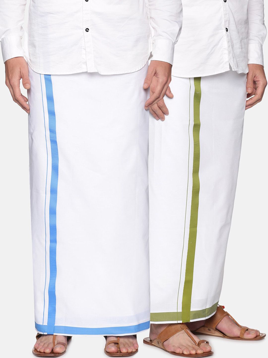 

Sethukrishna Men Pack Of 2 Readymade Cotton Dhotis, White