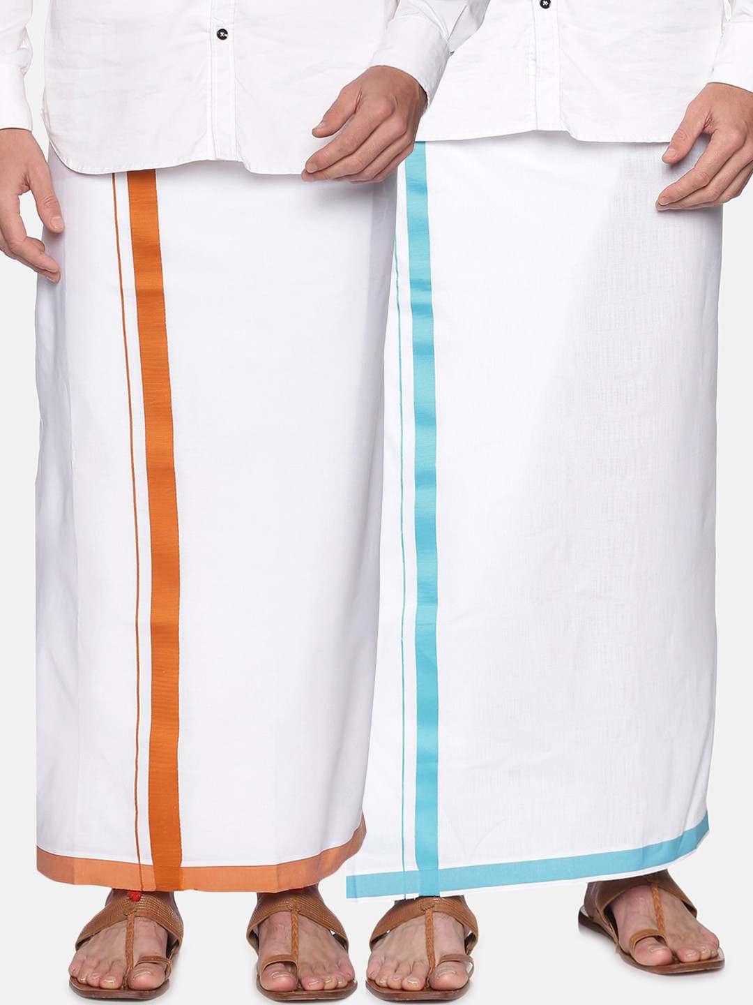 

Sethukrishna Men Pack Of 2 White Solid Readymade Cotton Dhotis