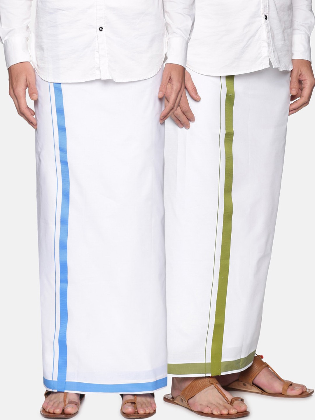 

Sethukrishna Men Pack Of 2 White Solid Readymade Cotton Dhotis