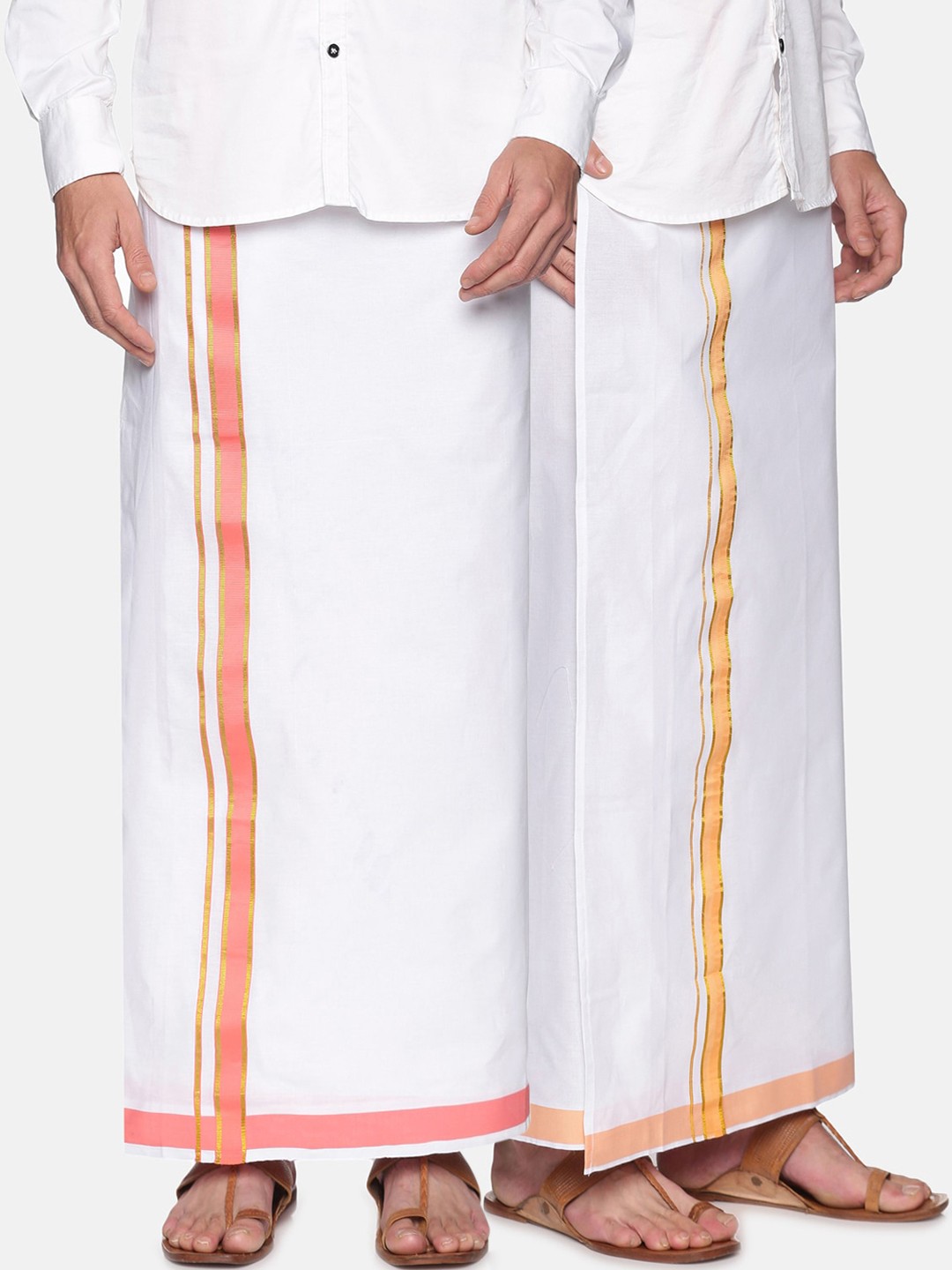 

Sethukrishna Men Pack Of 2 White Solid Readymade Cotton Dhotis