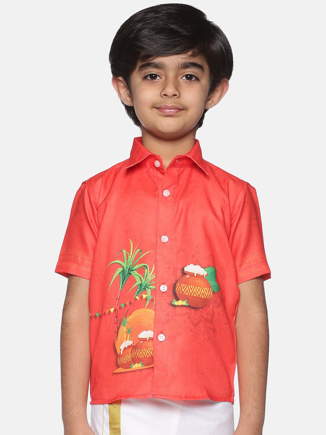 

Sethukrishna Boys Red Floral Printed Casual Shirt