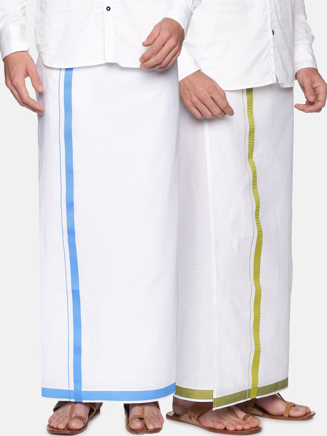 

Sethukrishna Men Pack Of 2 White Solid Readymade Cotton Dhotis