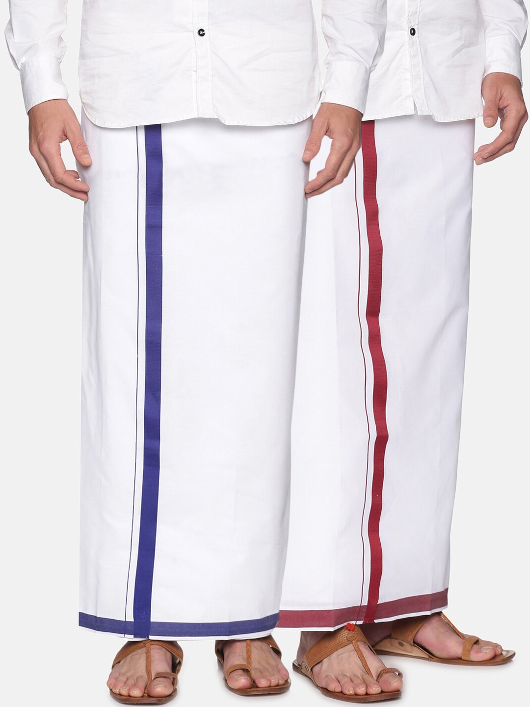 

Sethukrishna Men Pack Of 2 Readymade Cotton Dhotis, White