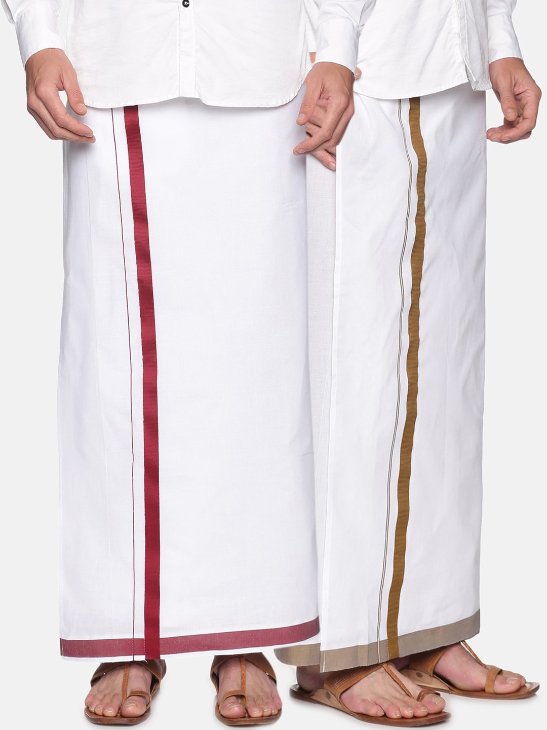 

Sethukrishna Pack Of 2 White Solid Readymade Cotton Dhotis