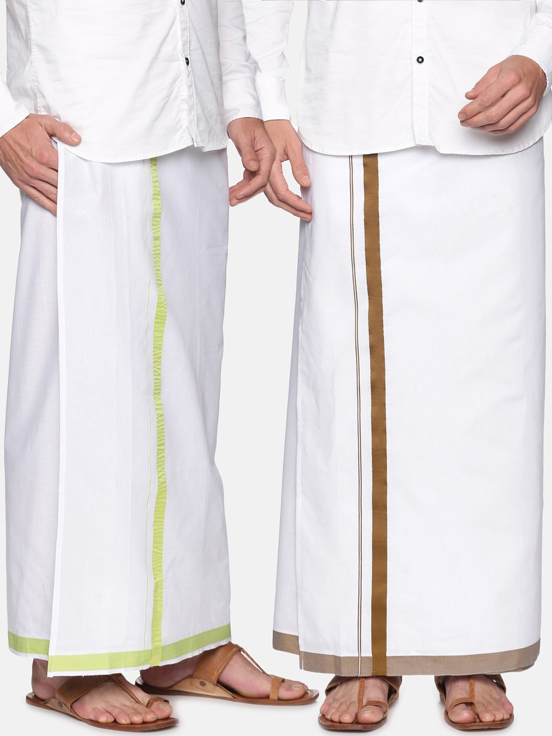 

Sethukrishna Men Pack Of 2 White Solid Readymade Cotton Dhotis