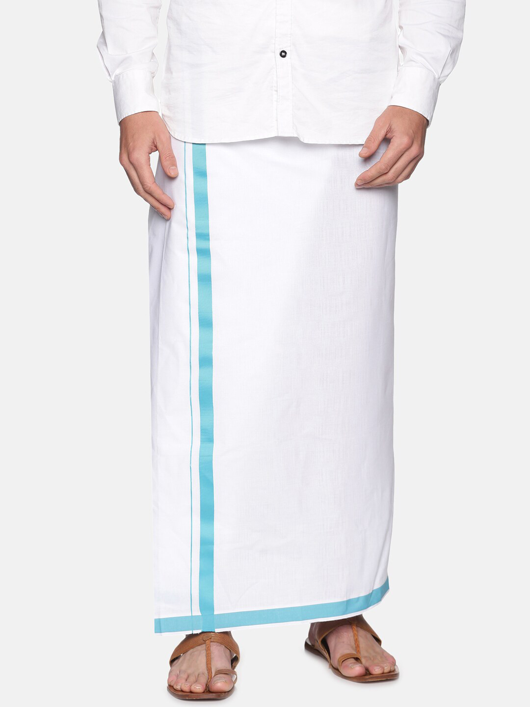 

Sethukrishna Men White Solid Cotton Dhoti