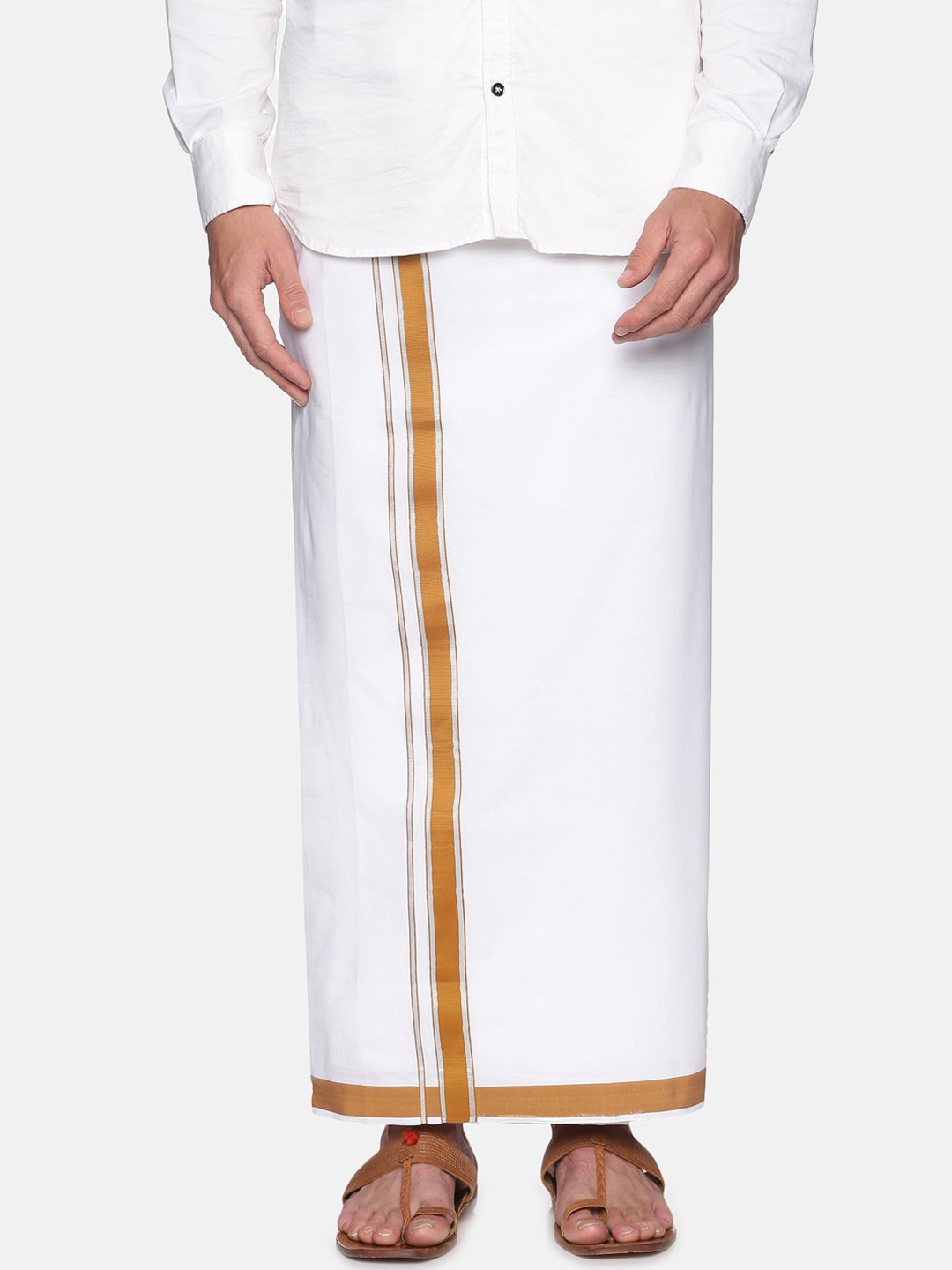 

Sethukrishna Men White Solid Cotton Dhoti