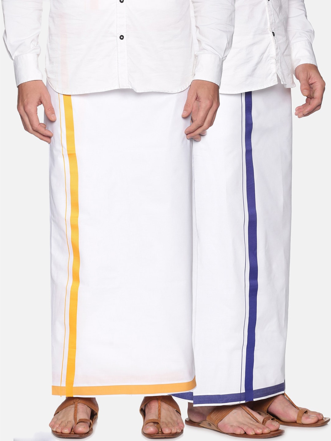 

Sethukrishna Pack Of 2 White Solid Readymade Cotton Dhotis