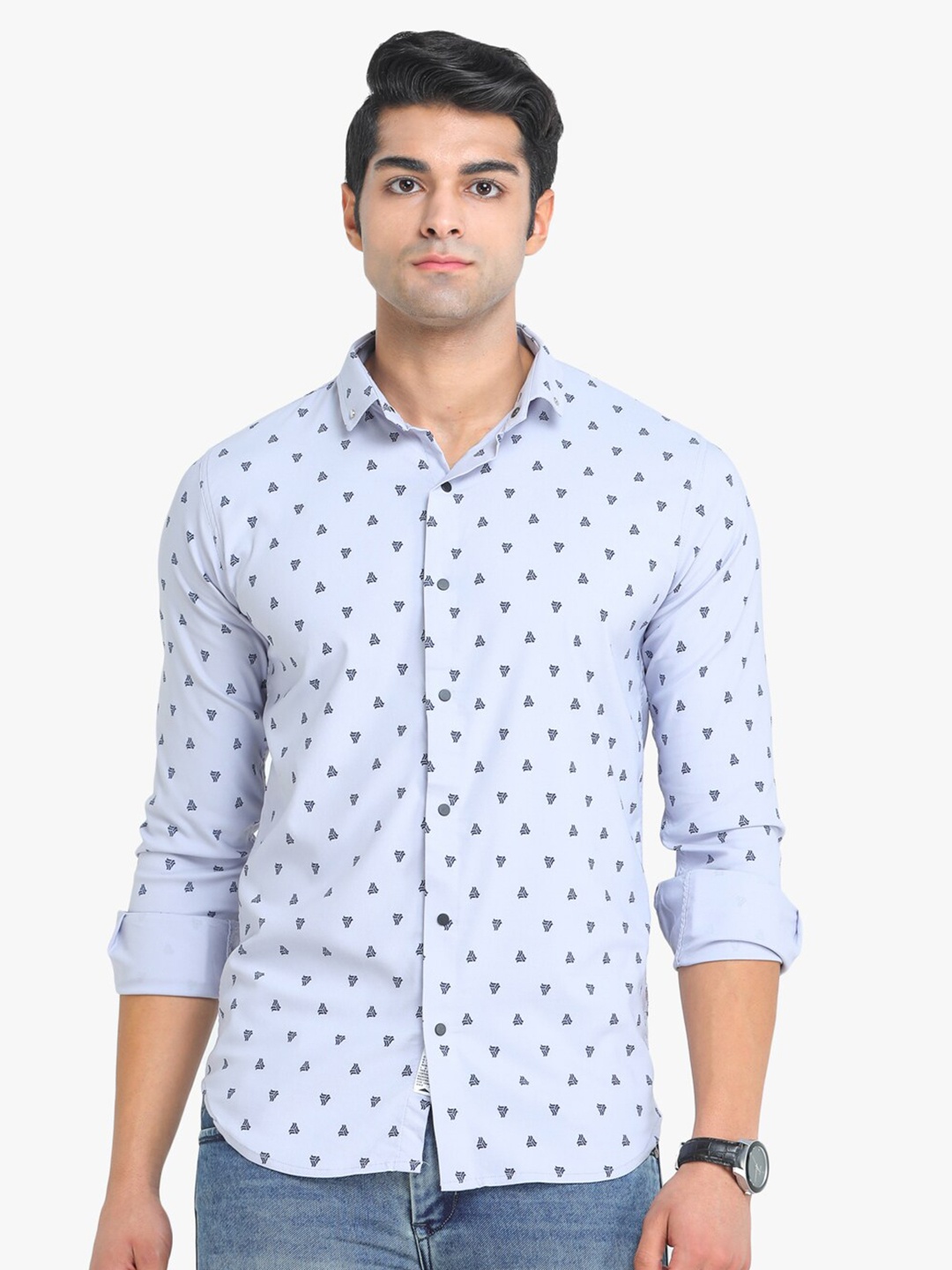 

COLVYNHARRIS JEANS Men Blue Slim Fit Printed Casual Shirt