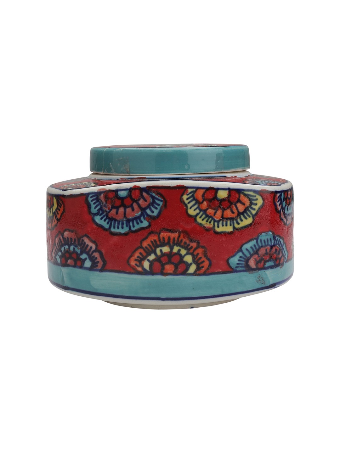 

MIAH Decor Red & Blue Hand-Painted Ceramic Jar