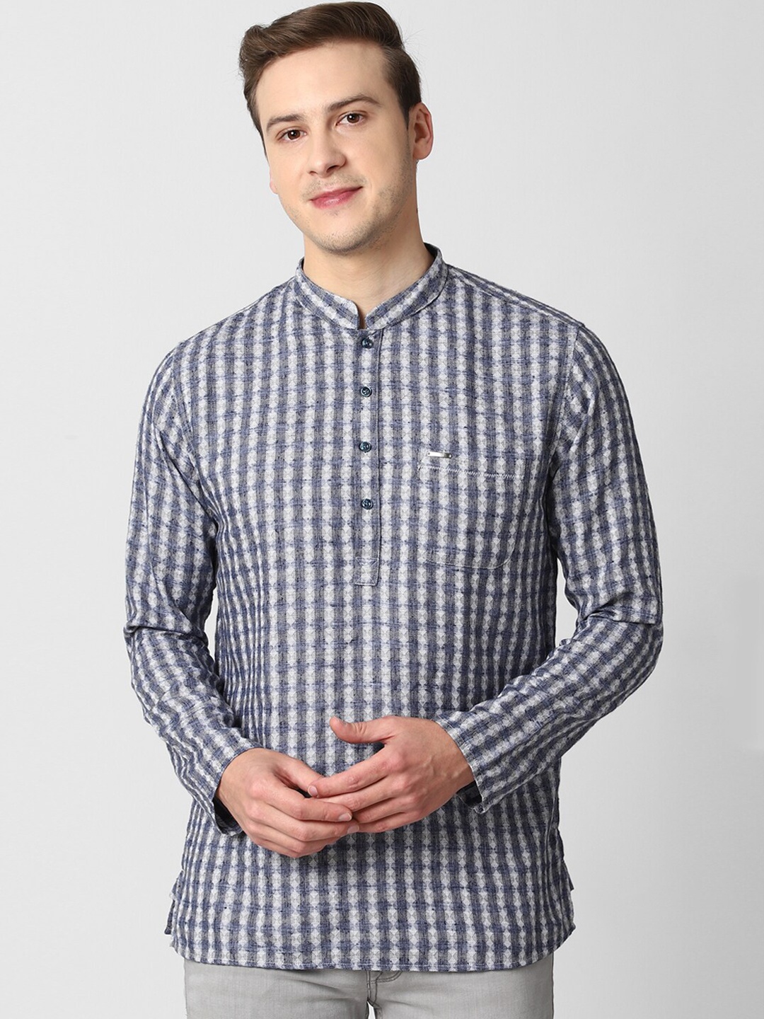 

Peter England Men Grey Ethnic Motifs Kurta