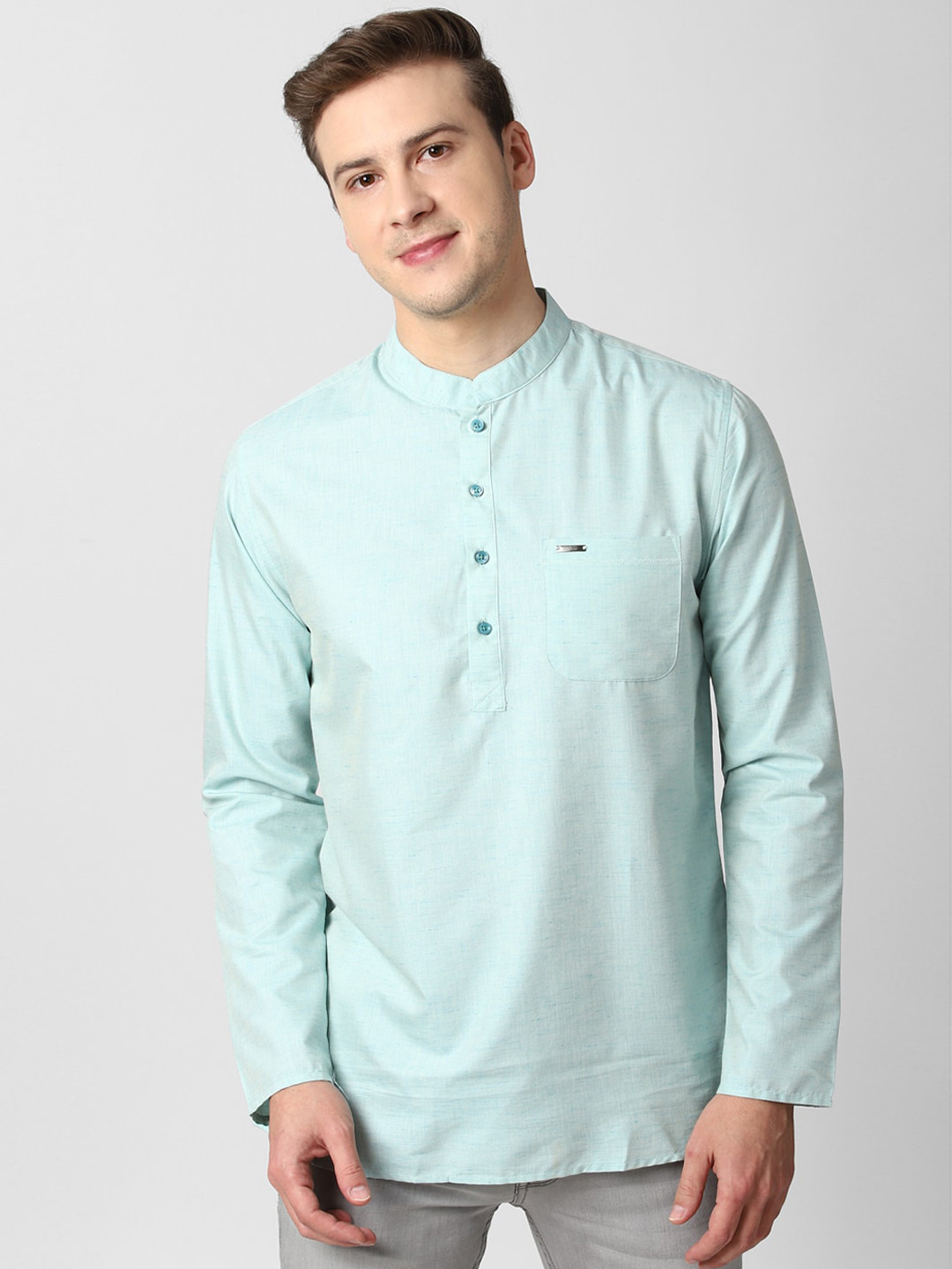 

Peter England Men Turquoise Blue Kurta