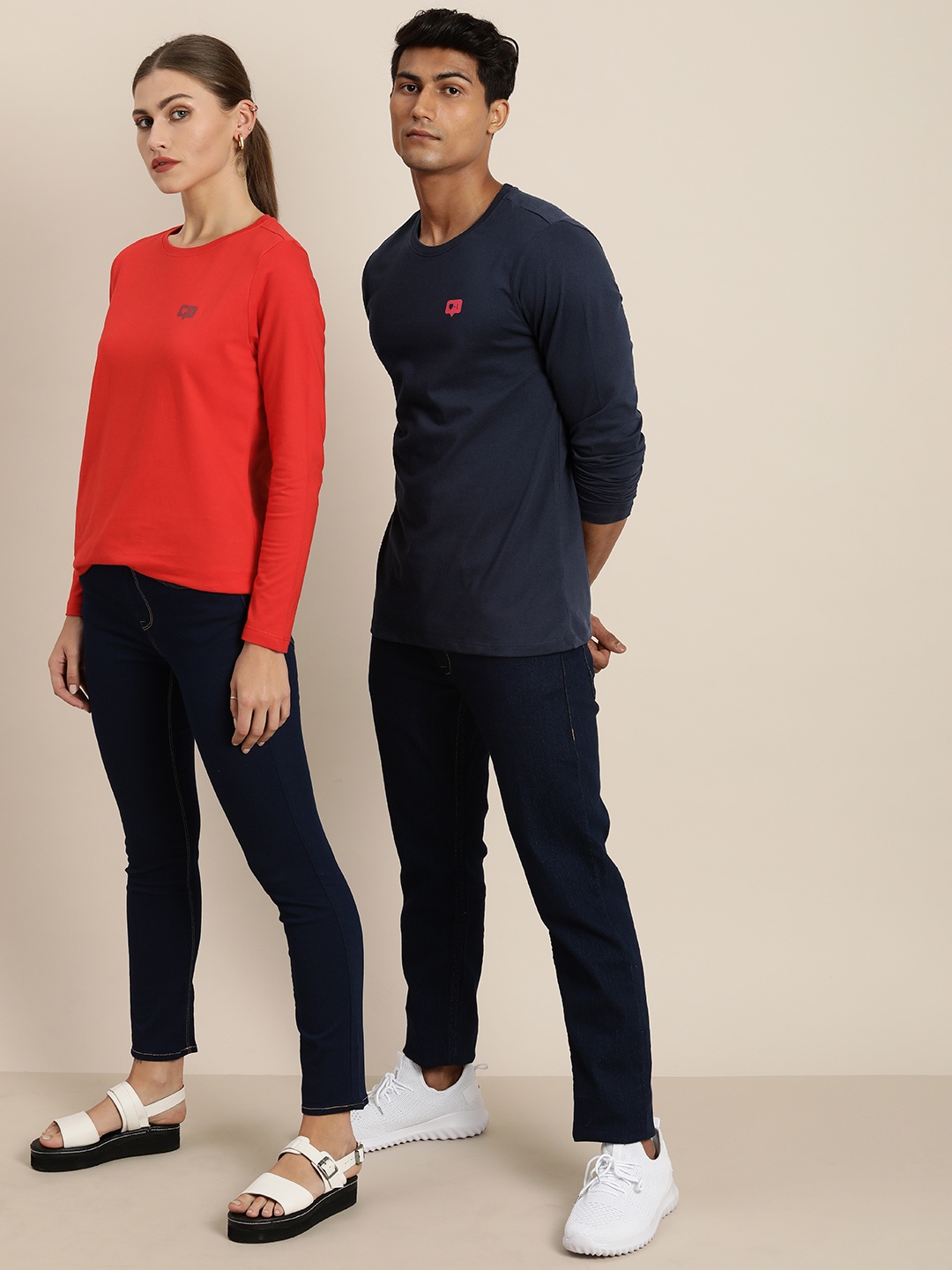 

ether Women Red Solid Pure Cotton T-shirt