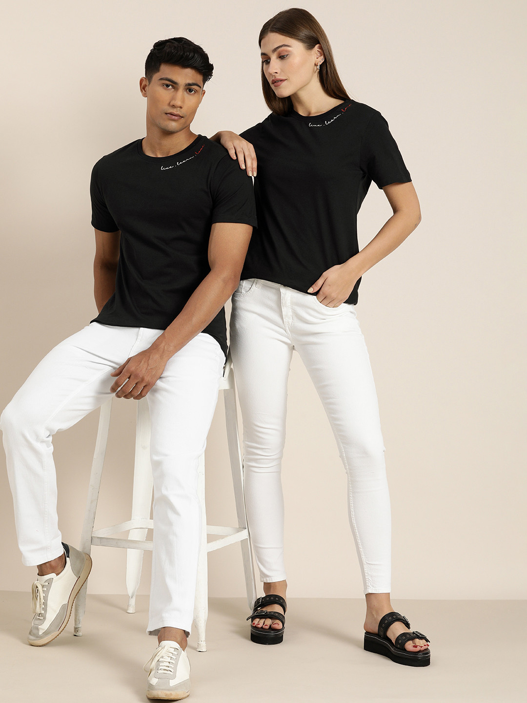 

ether Unisex Black & White Printed T-shirt