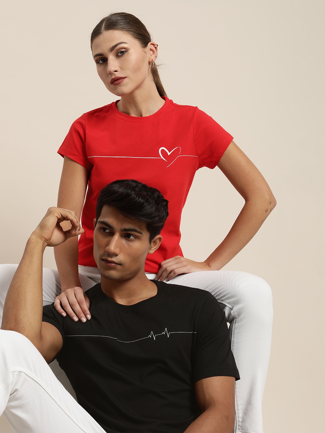 

ether Men Black Printed Casual T-shirt, Red