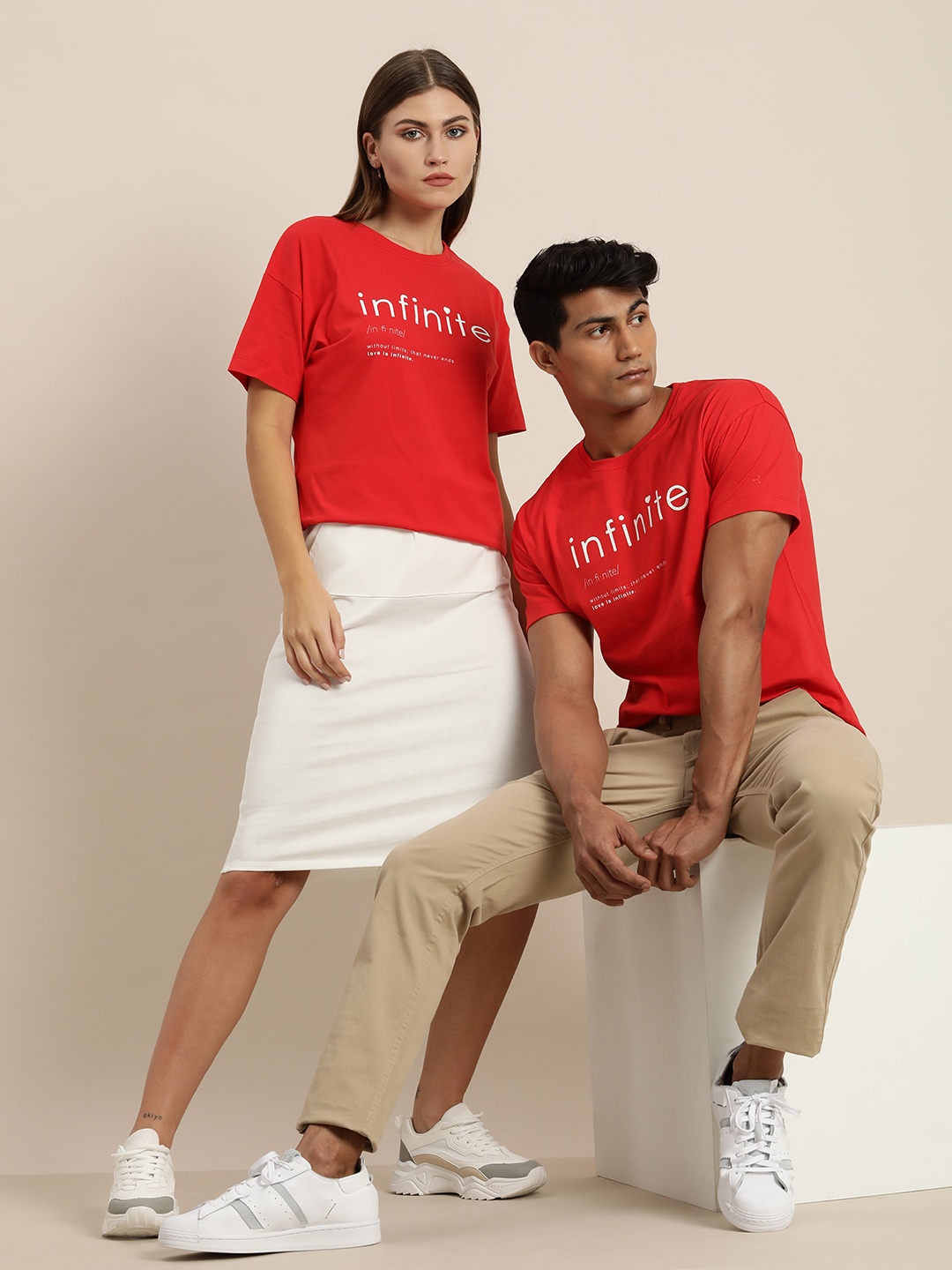 

ether Unisex Red Typography Printed Casual T-shirt