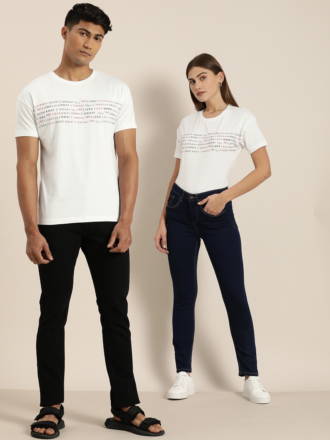 

ether Unisex White & Red Printed T-shirt