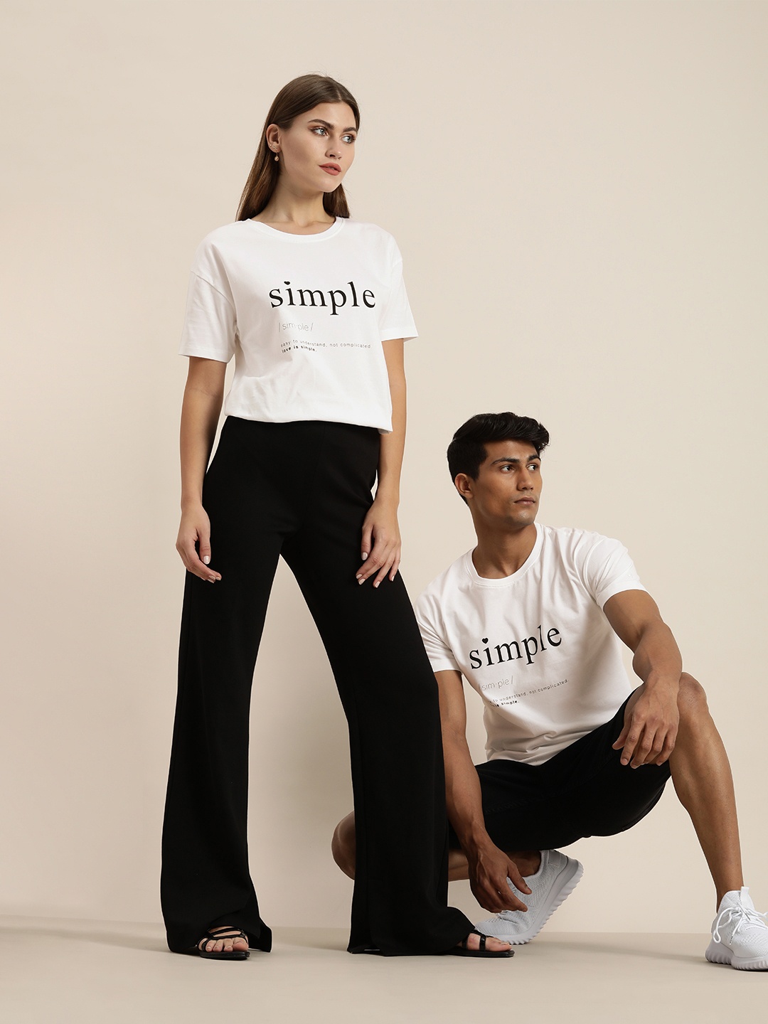 

ether Unisex White & Black Printed T-shirt