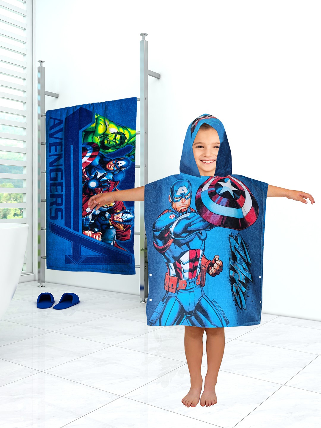 

Marvel Kids Multicoloured 2 Pc Captain America Hooded & Bath Towel Set, Multi
