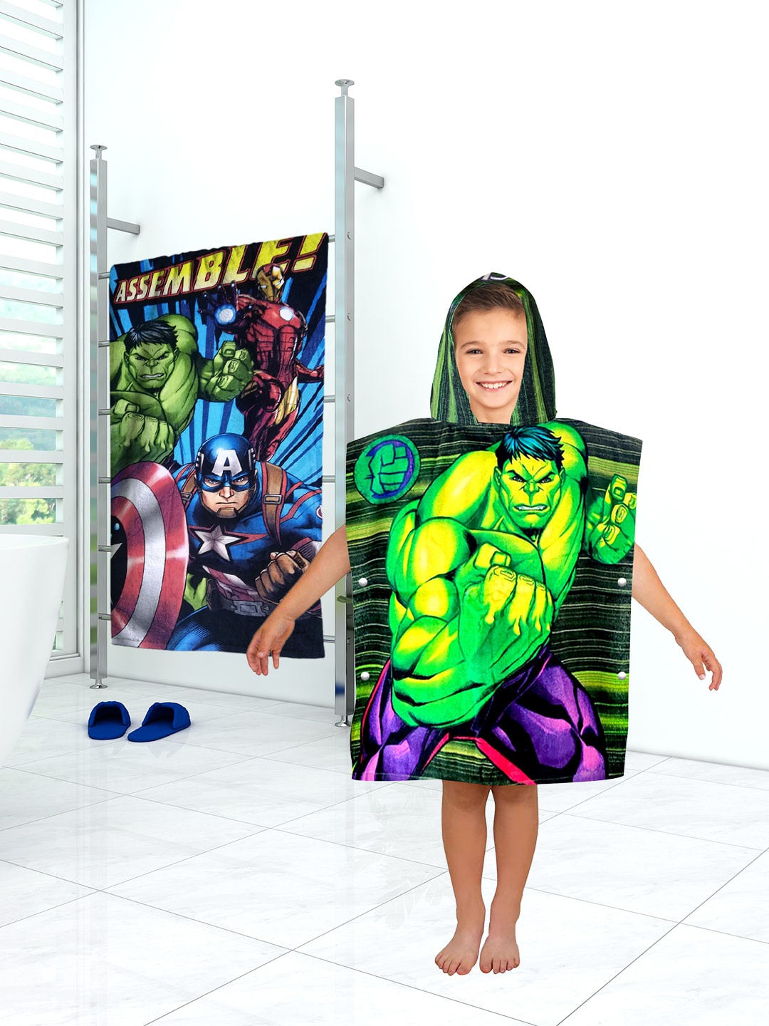 

Disney Kids Multicolored Athom Living Marvel Hulk Hooded & Bath Towel Combo, Multi