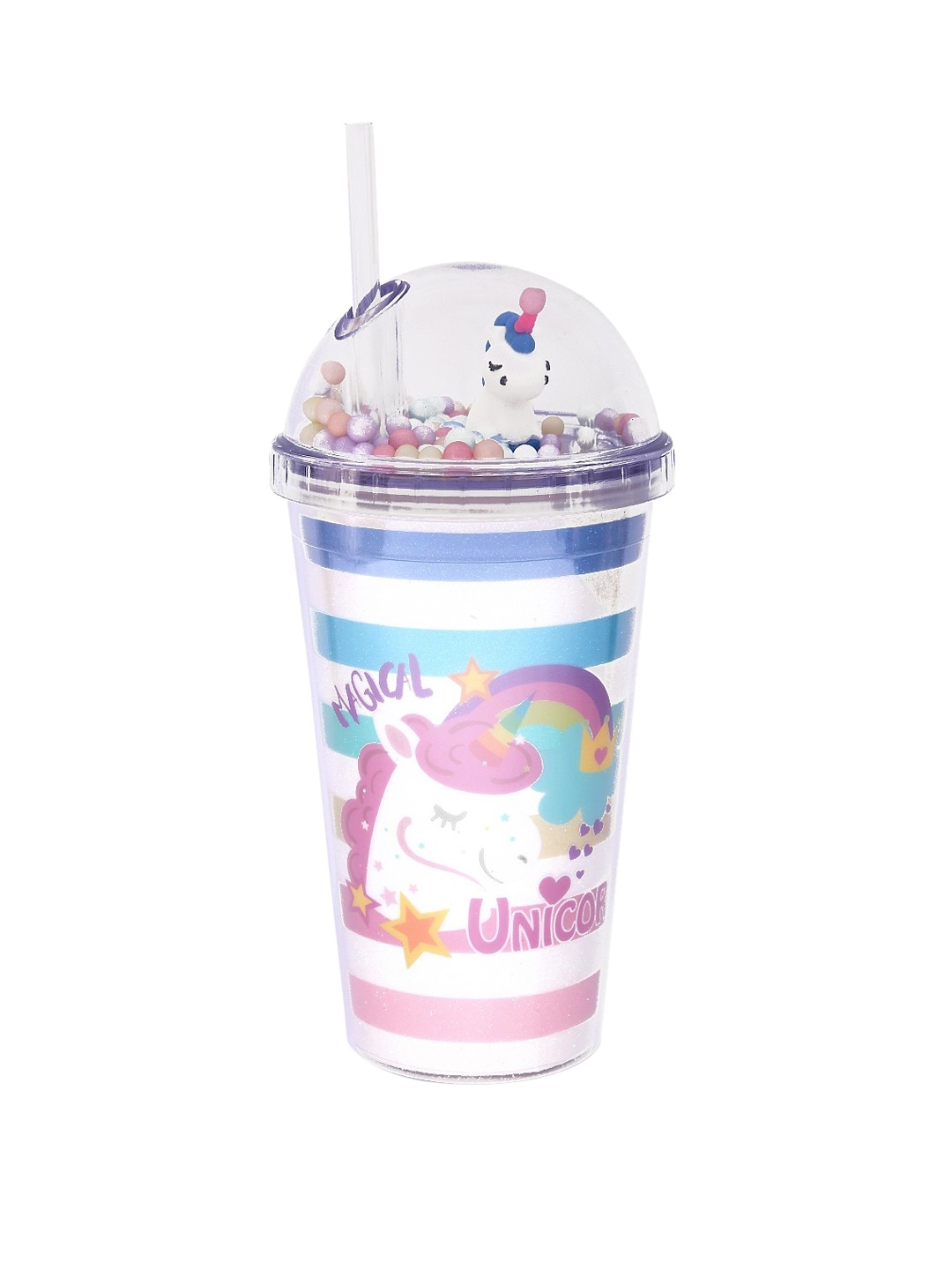 

POPLINS White & Pink Unicorn Print Sipper Tumbler 600ml