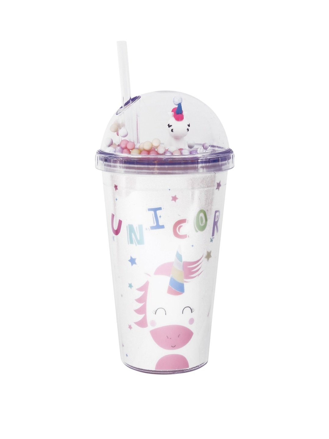 

POPLINS White & Pink Unicorn Print Sipper Tumbler 600ml