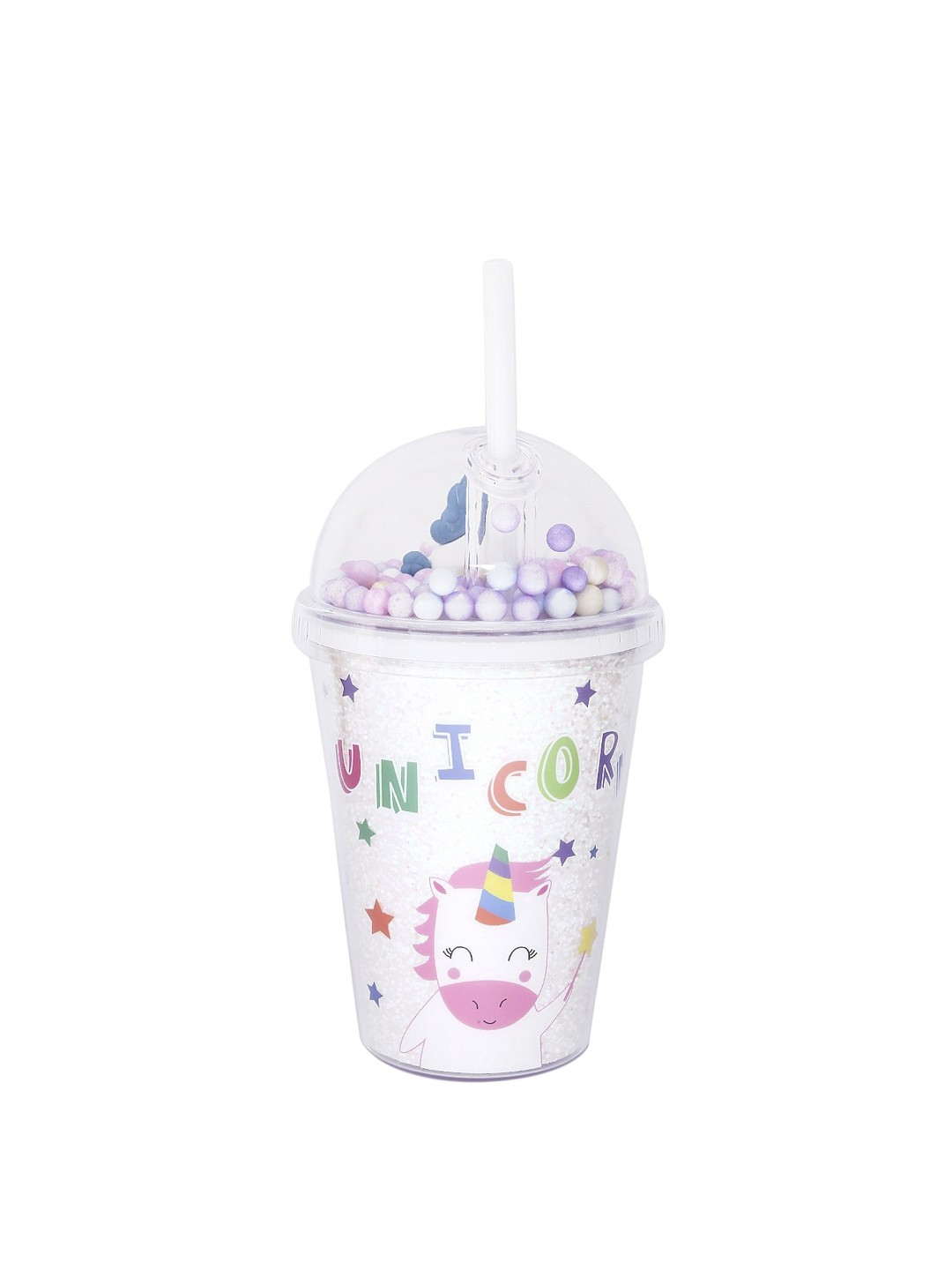 

POPLINS Kids White & Pink Printed Sipper Bottle 380ml
