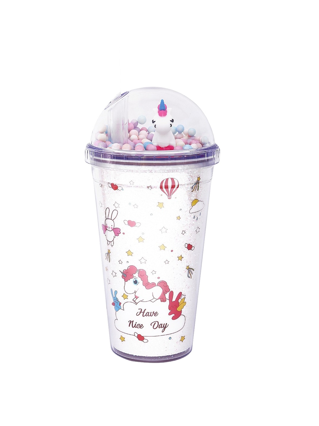 

POPLINS White & Pink Unicorn Print Sipper Tumbler 600ml