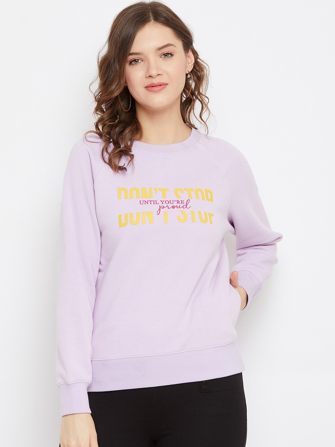 

Madame Women Purple Printed Sweatshirt