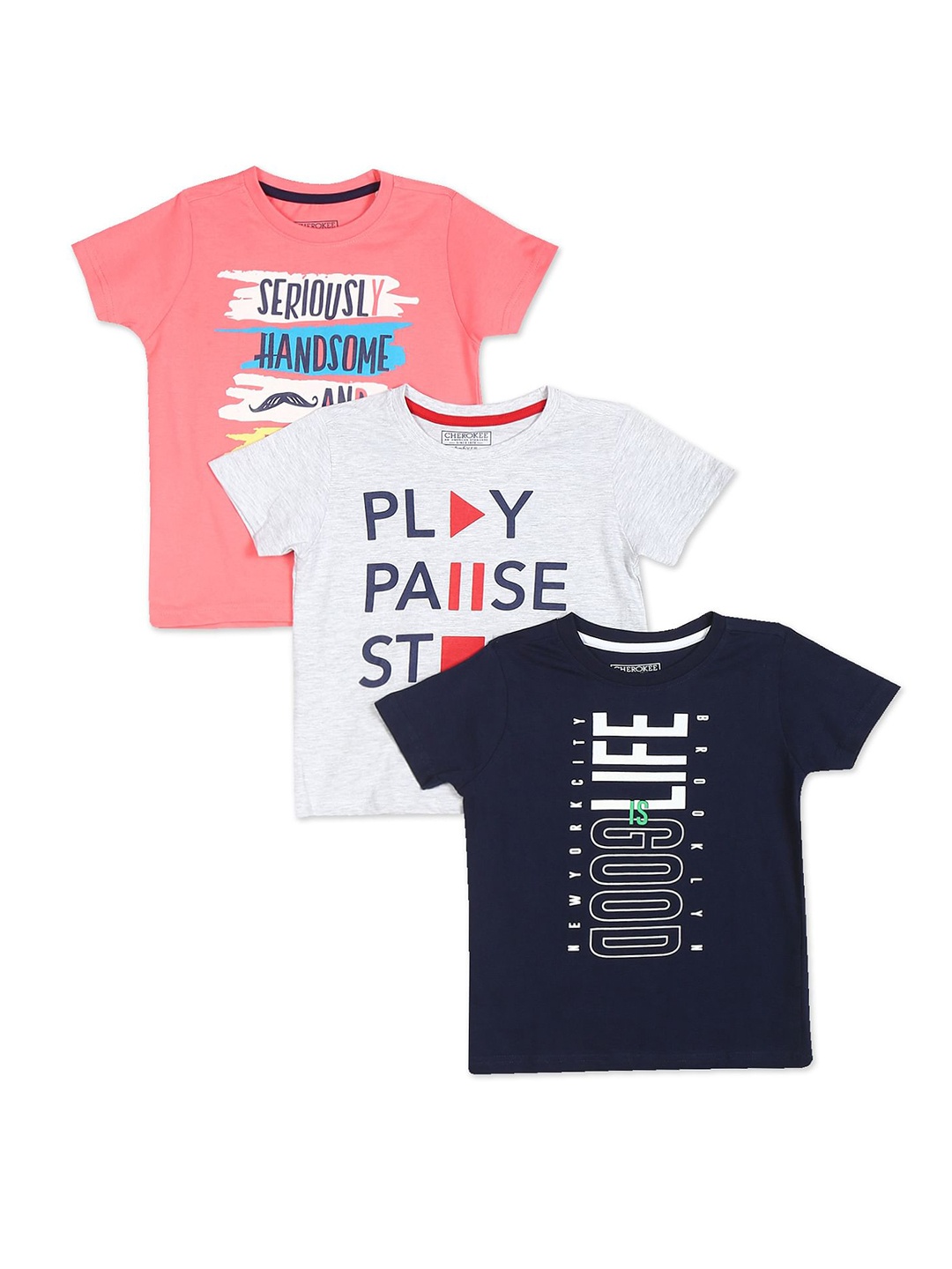 

Cherokee Boys Pack of 3 Assorted Pure Cotton Printed T-shirts