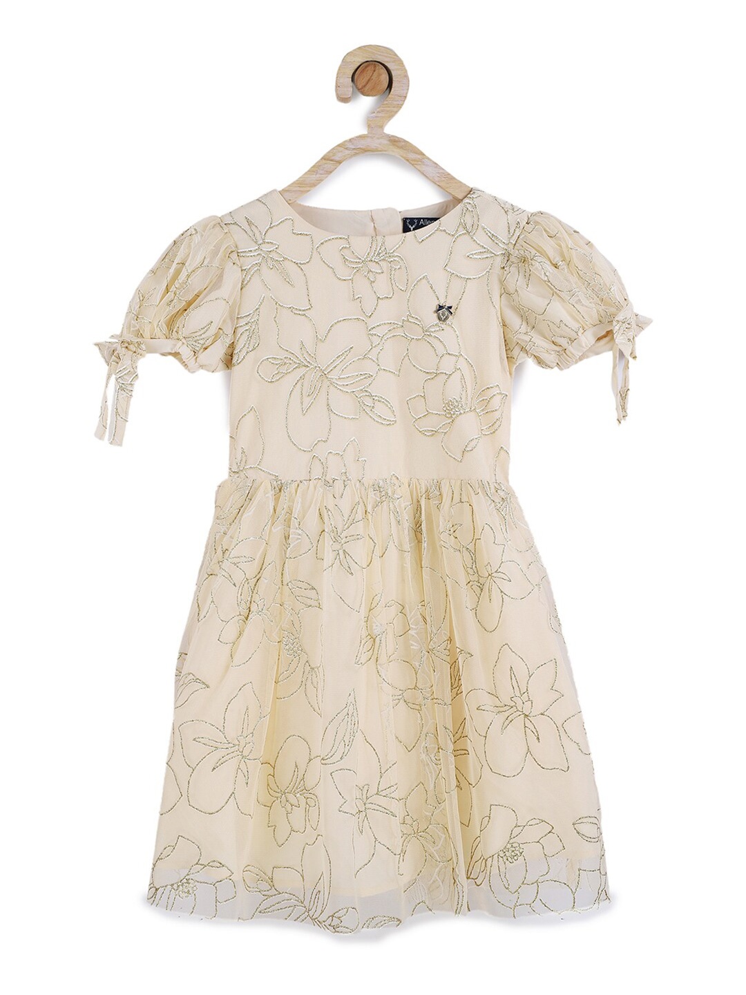 

Allen Solly Junior Girls Cream-Coloured Floral A-Line Dress