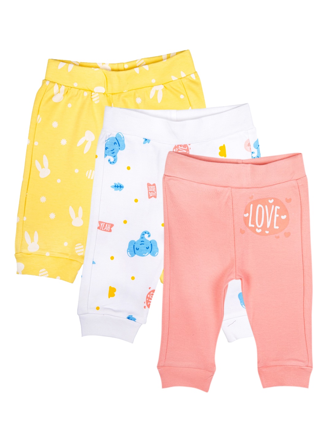 

MeeMee Girls Set of 3 Printed Ankle Length Cotton Leggings, White