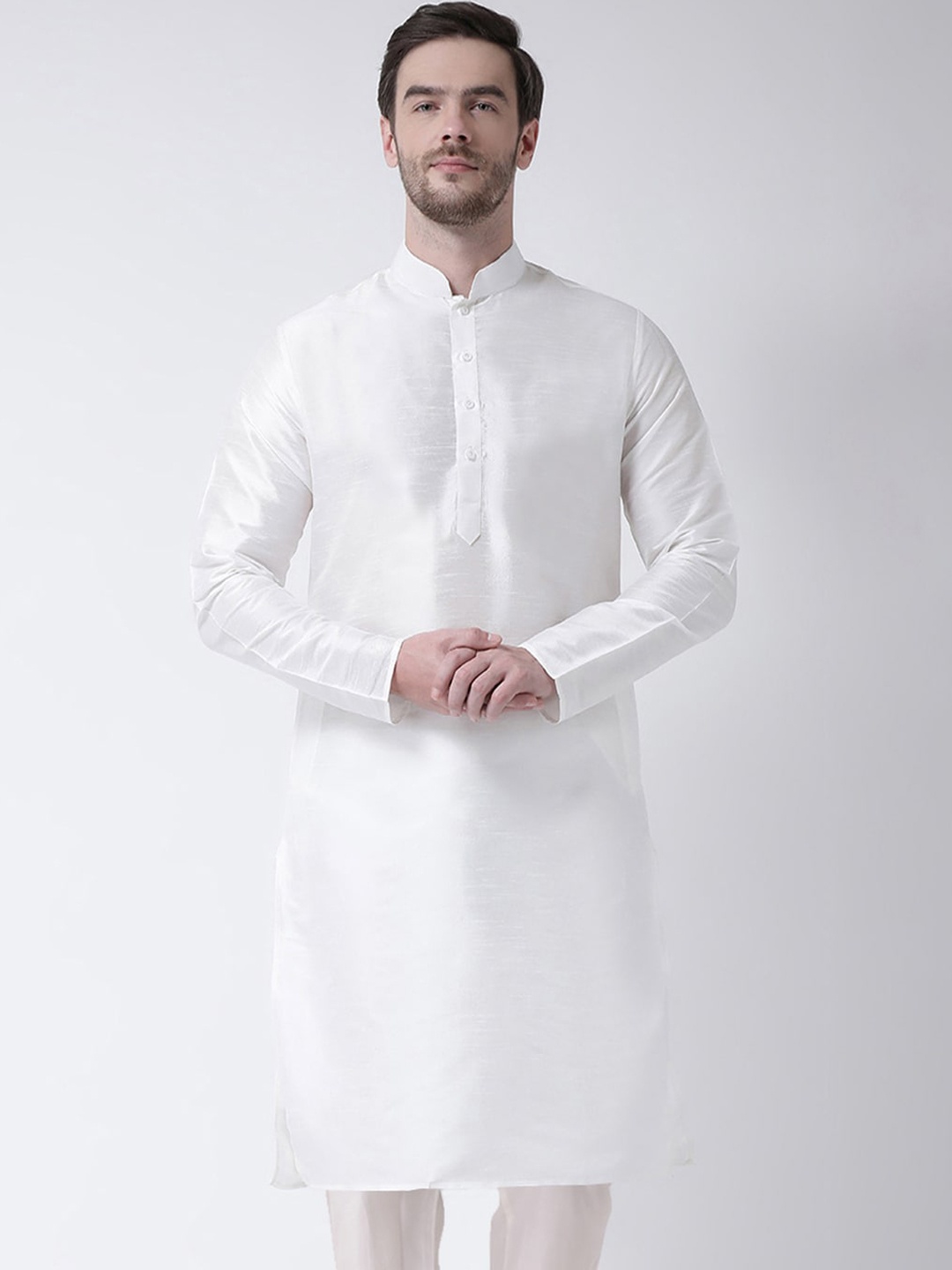 

SG LEMAN Men Cream-Coloured Raw Silk Raw Silk Kurta