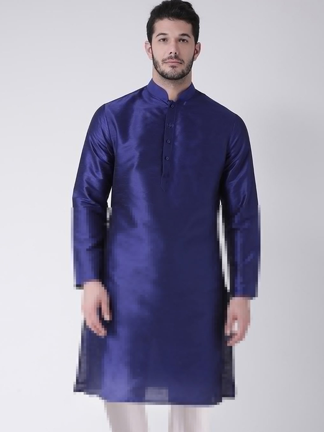 

SG LEMAN Men Blue Thread Work Raw Silk Raw Silk Kurta