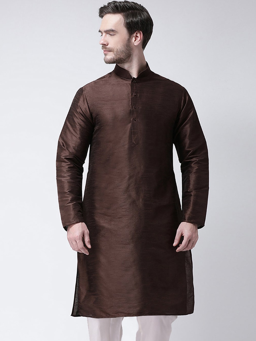 

SG LEMAN Men Brown Raw Silk Kurta