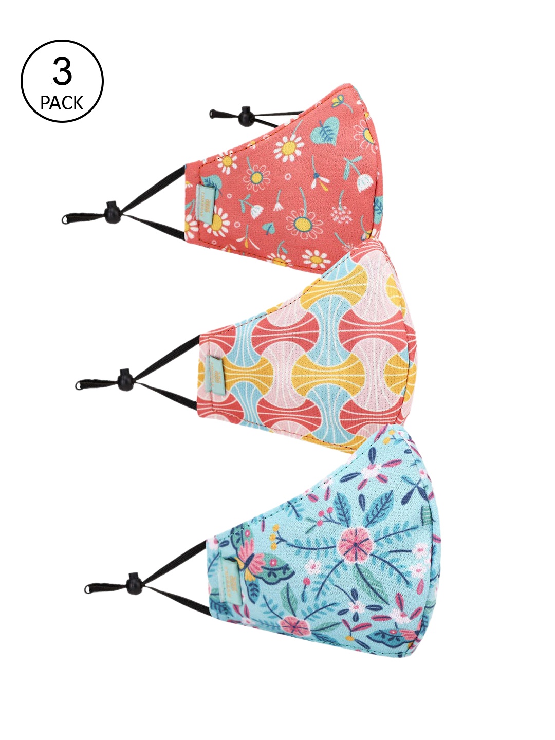 

Chumbak Kids Pack Of 3 3-Ply Reusable Cotton Protective Outdoor Masks, Orange