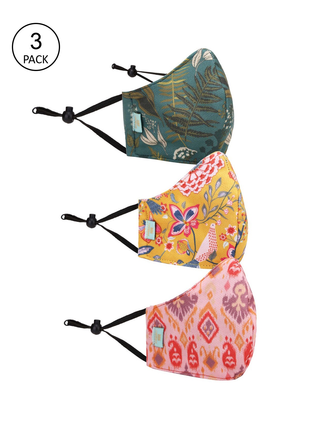 

Chumbak Women Pack Of 3 2-Ply Protective Outdoor Masks, Multi