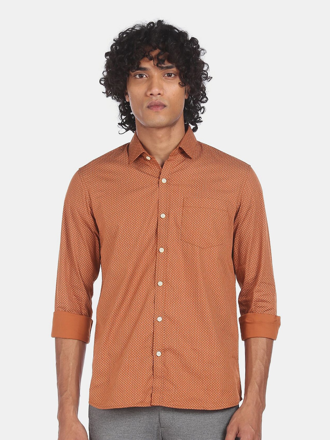 

Excalibur Men Brown Printed Pure Cotton Casual Shirt