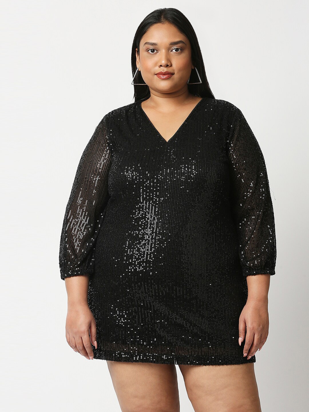 

20Dresses Women Plus Size Black Embellished v-neck Sheath Dress