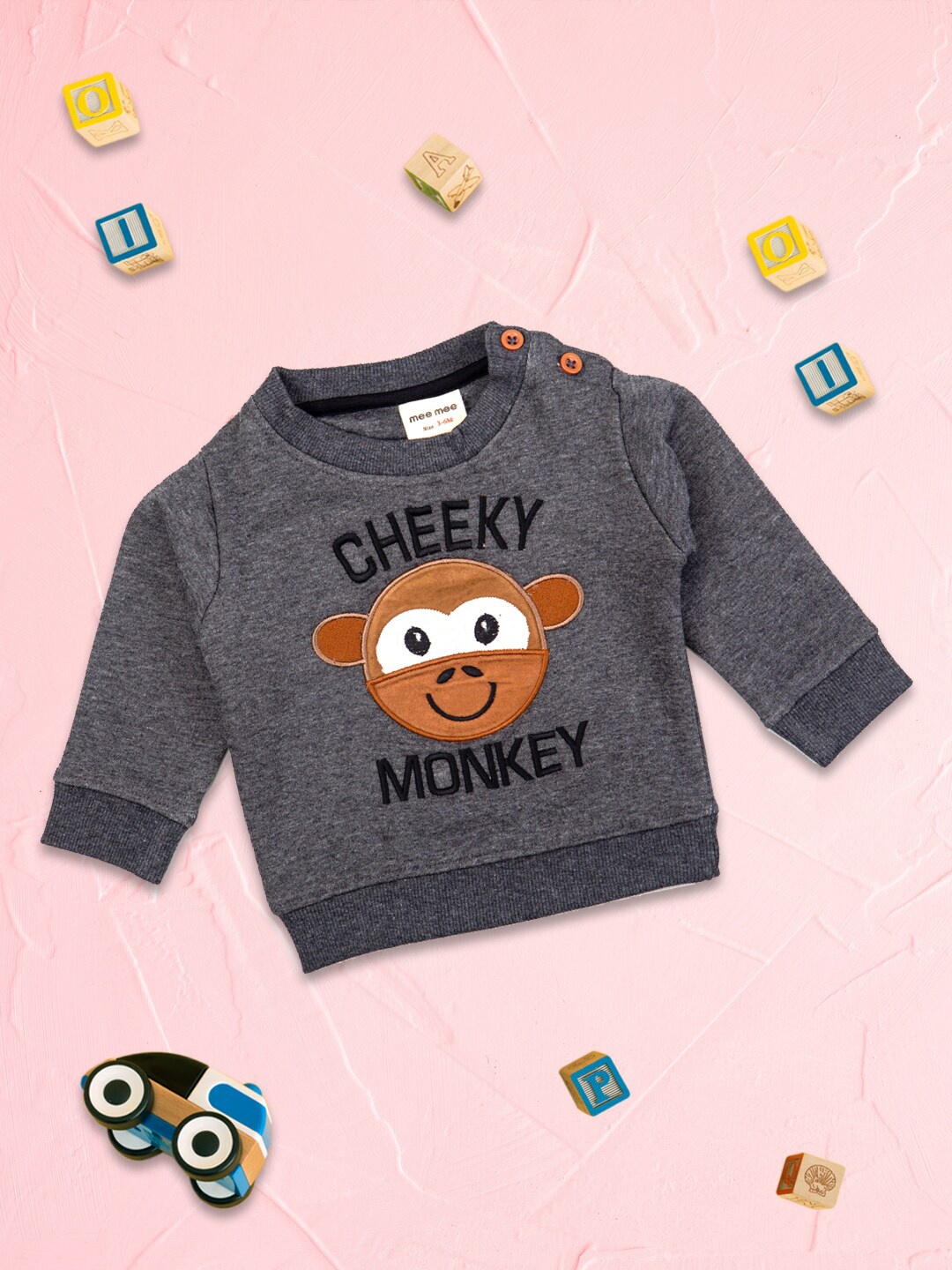 

MeeMee Boys Grey Printed Applique T-shirt