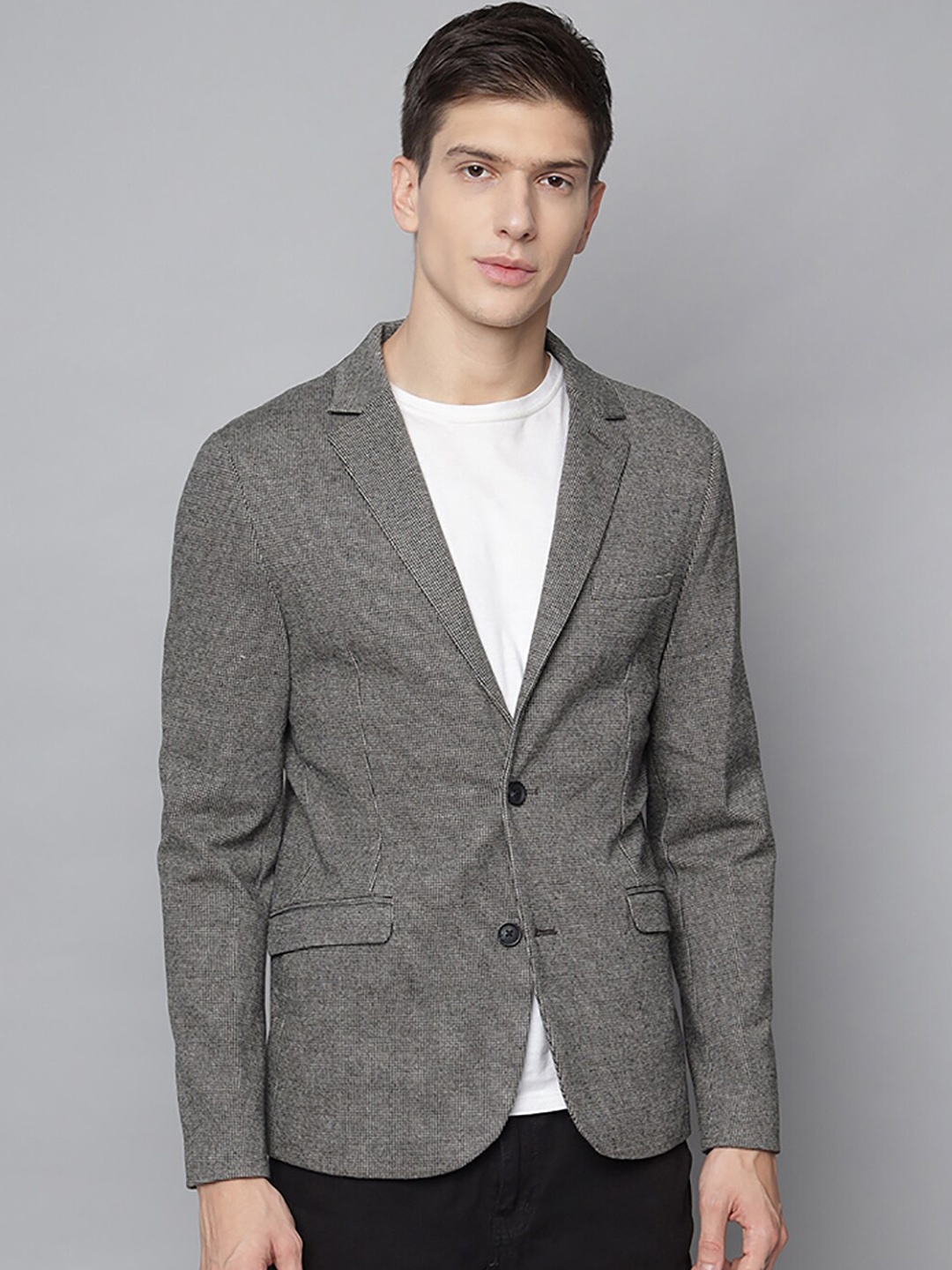 

LINDBERGH Men Brown Self Design Slim Fit Single Breasted Blazer